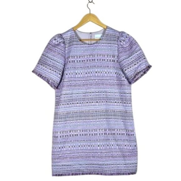 Cartolina Nantucket Chloe Tweed Fringe Lavender Stripe Mini Dress XXS NWT $428 - Picture 3 of 9